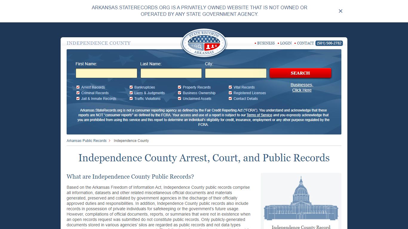 Independence County Arrest, Court, and Public Records