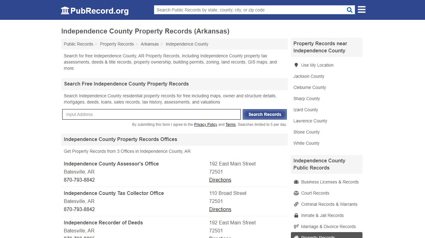 Independence County Property Records (Arkansas)